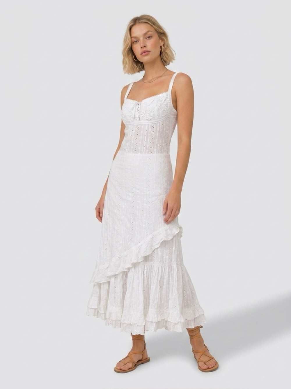 ORNA FARHO DRESSY OUTFIT WHITE LACE TOP/SKIRT SIZE FR44/10US
